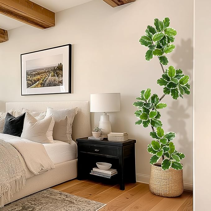 GarveeHome Fiddle Leaf Fig Tree Artificial Indoor, 7 ft Tall Faux Rubber Tree with Sphere Planter, Tall Artificial Plants with Moss for Home Decor Office Living Room