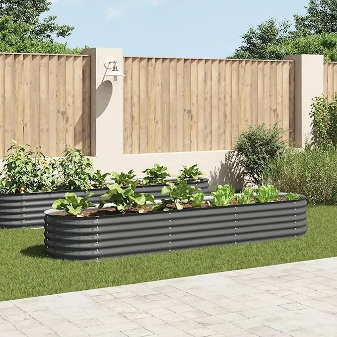 Zateety 10.5ft x 2.6ft Large Metal Raised Garden Bed, Anthracite Grey Galvanized Steel Planter Box, Outdoor Square Gardening Bed for Vegetables, Flowers & Herb Garden (17.3" Deep)