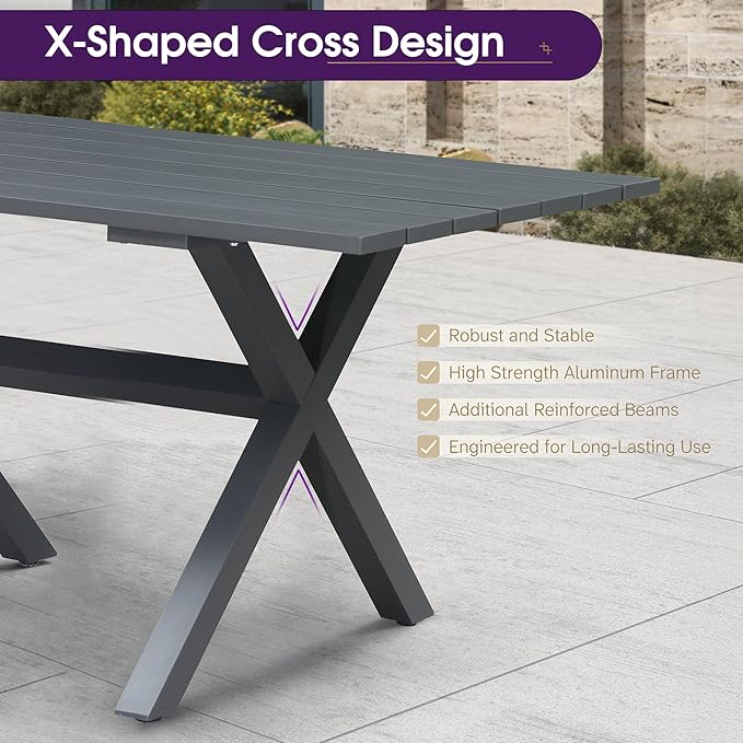 PURPLE LEAF 5 Pieces Patio Dining Set Wicker Outdoor Furniture Rectangular Table and Chairs Set for Garden Deck Aluminum Frame Backyard Kitchen Set, Cushions and Pillows Included Taupe