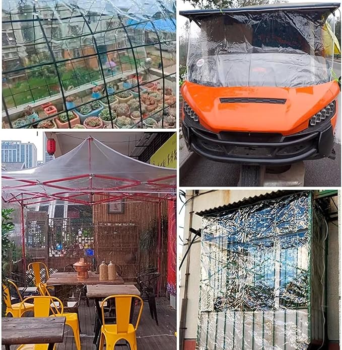 Clear Tarp,8'x20' Clear Tarps Heavy Duty Water Resistant with Reinforced Edge, 14Mil Thickened Tear Resistant PVC Vinyl Tarpaulin Enclosure for Porch,Greenhouse Outdoor