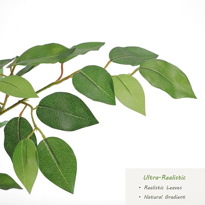 Tall UV Resistant Ficus Tree Artificial，7ft(84in) Realistic Texture Potted Faux Ficus Tree， Fake Trees Indoor Outdoor for Home Office Living Room Bedroom Foyer Porch Decor.