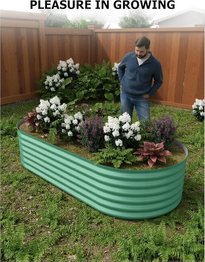 8x4x1.5ft Galvanized Raised Garden Bed, Durable Outdoor Planter Box, Spacious Raised Bed Ideal for Growing Vegetables, Fruits, and Flowers, Easy Assembly, Green