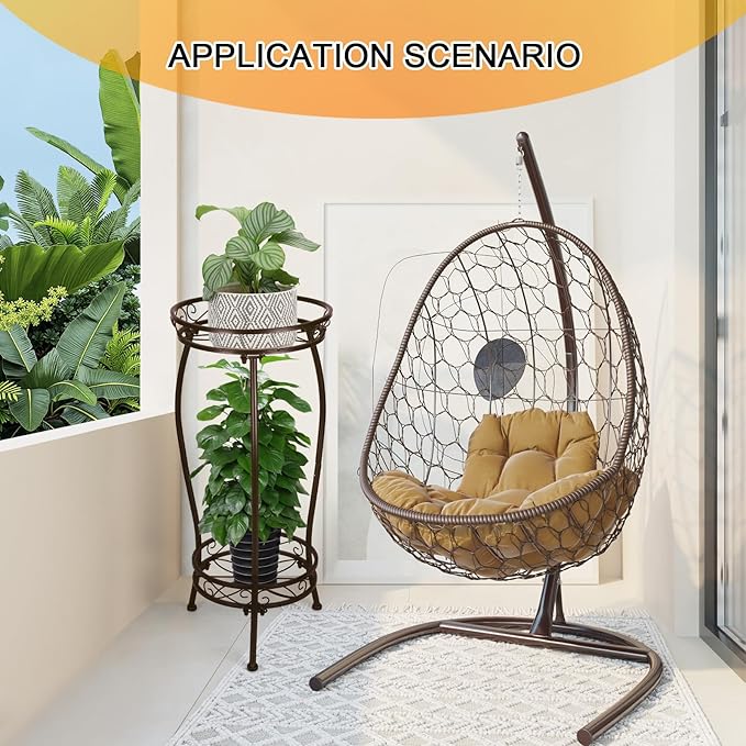 Gynyinly 2 Tier Rustproof Iron Plant Stand - Heavy Duty Outdoor Plant Stands For Patio, Balcony Or Garden Or Planter Corner - Plant Stand Indoor (Bronze)