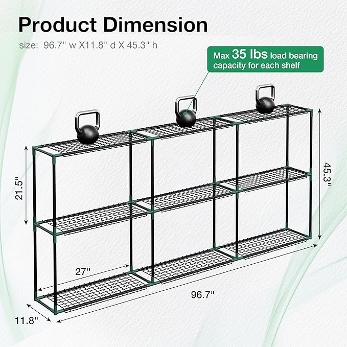Joyside Outdoor Plant Shelves, 3 Tier 1 Pack Metal Extra-Long Stable Greenhouse Shelving for Home, 97x12x45 Inch Portable Plant Shelf Greenhouse Accessories