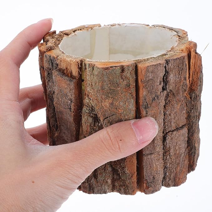 ARTIBETTER Bark Planter Pot 2pcs Wood Bark Flower Pot Natural Log Succulent Planter Rustic Tree Stump Farmhouse Flower Bucket Plant Container Holder for Home Art Decor