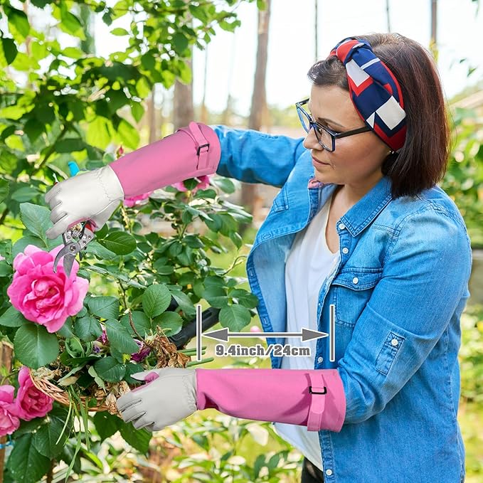 SLARMOR Long-Gardening-Gloves for Women/Men - Thorn Proof Rose Pruning Gloves Heavy Duty Gauntlet, Best Garden Gifts for Gardener-L