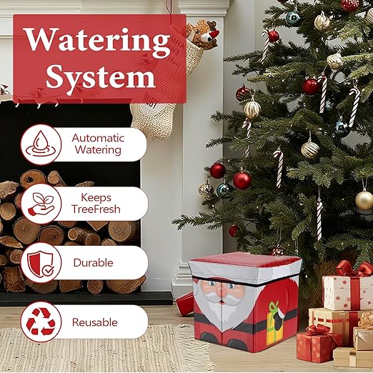 12" X 12" Large Christmas Tree Watering System, 6 Gallon Automatic Tree Helper Device, Disguised as Present Xmas Gift Box Auto Live Christmas Tree Watering, Keeps Live Tree Fresh & Green