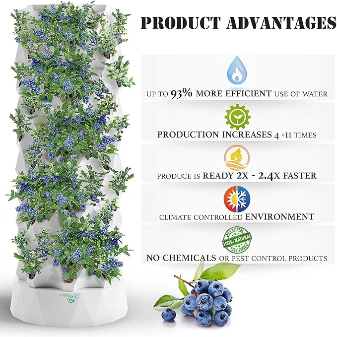 Vertical Hydroponic Tower Garden,Indoor and Outdoor Hydroponic Growing Kit, DIY Soilless Growing, with 48/64/80 Growing Points for Growing Herbs, Fruits and Vegetables,6layers