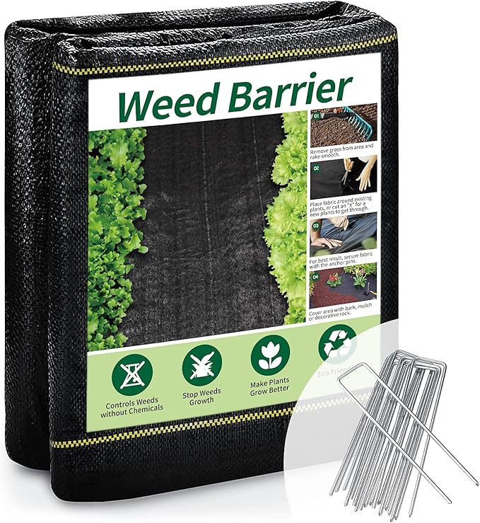 Sunocity 3ft x50ft Pro Black Weed Barrier, 6oz Premium Landscape Fabric-Heavy Duty Woven Ground Cloth with Superior Permeability Weed Control Convenient Design