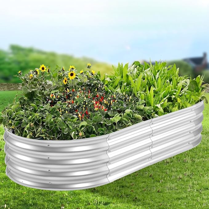 Galvanized Raised Garden Bed Kit - Durable & Aesthetic Raised Garden Bed for Outdoor Gardening, Perfect for Vegetables, Fruits, Flowers, Easy Assembly, 4x2x1 FT (1-Pack)