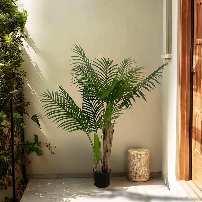 XBrand 47.2-Inches Artificial Palm Tree in Pot for Indoor Outdoor Home Office Store, Great Housewarming Gift