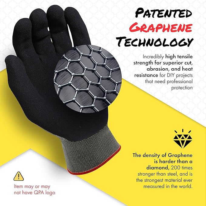 Quest Protective Apparel Cut Resistant Work Gloves (ANSI A1) – Lightweight Graphene Gloves for Gardening, DIY, Mechanical & General Handling – Breathable Grip Gloves for Men & Women – Small, Pack of 3