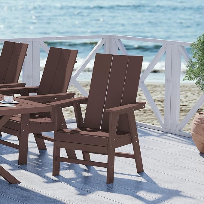 WestinTrends Ashore Outdoor Patio HDPE Plastic Modern Adirondack Dining Chair Dark Brown