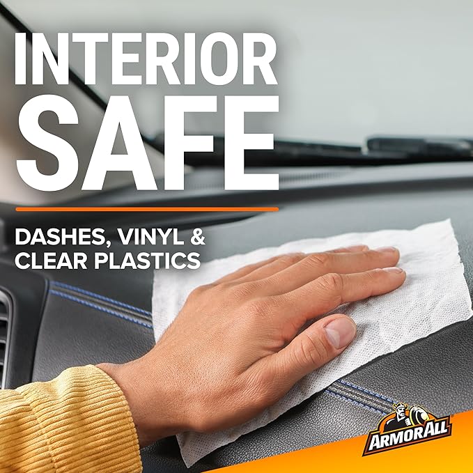 Armor All Interior Car Cleaning Wipes,Canister,Powerful Cleaning for Dashboards,Vinyl,Clear Plastics,Carpet and Fabric,25 Count (Pack of 6)