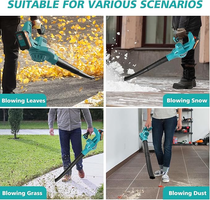 ALSO GO 20V Leaf Blower Cordless, Electric Leaf Blowers with 2X 2.0Ah Battery and Charger, 480 CFM 160 MPH Battery Powered Leaf Blower, Handheld Lightweight Blower for Lawn, Patio, Sidewalk Cleaning