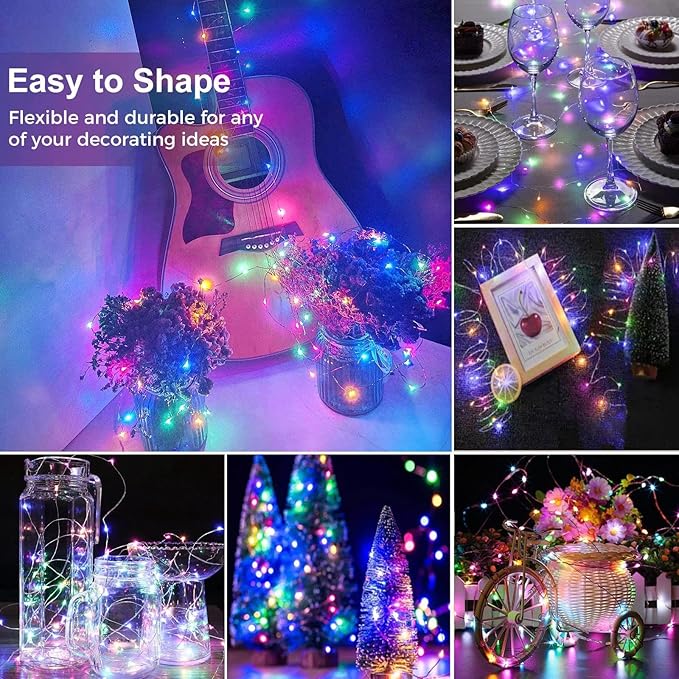 kolpop 6 Pack LED Fairy Lights Battery Operated, Mini Twinkle String Lights Battery Powered Waterproof for Christmas Mason Jars Party,Multicolor