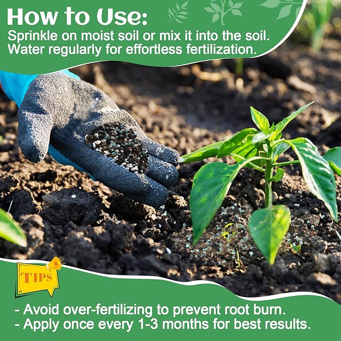 10-10-10 Slow-Release Premium Fertilizer - All-Purpose Plant Food for Indoor Outdoor Gardening Vegetables Flowers Lawn Trees Shrubs, 1 Quart