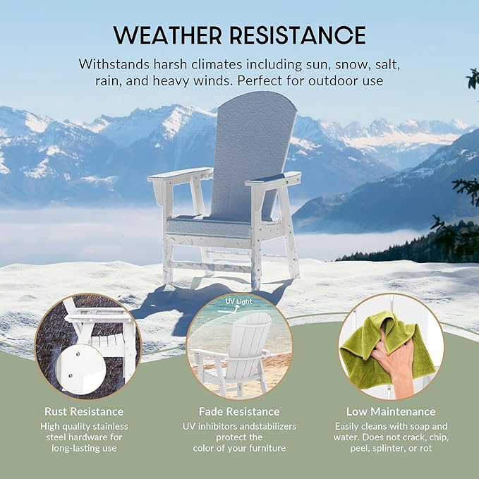 WestinTrends Malibu Malibu Outdoor Patio HDPE Plastic Adirondack Dining Chair White