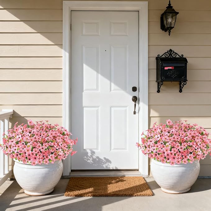 16PCS Fake Flowers for Outdoors, Realistic Fake Artificial Flowers for Outside, No Fade Faux Eucalyptus Plants for Outdoor Planter, Window Box, Hanging Basket - Porch Patio Garden Decor