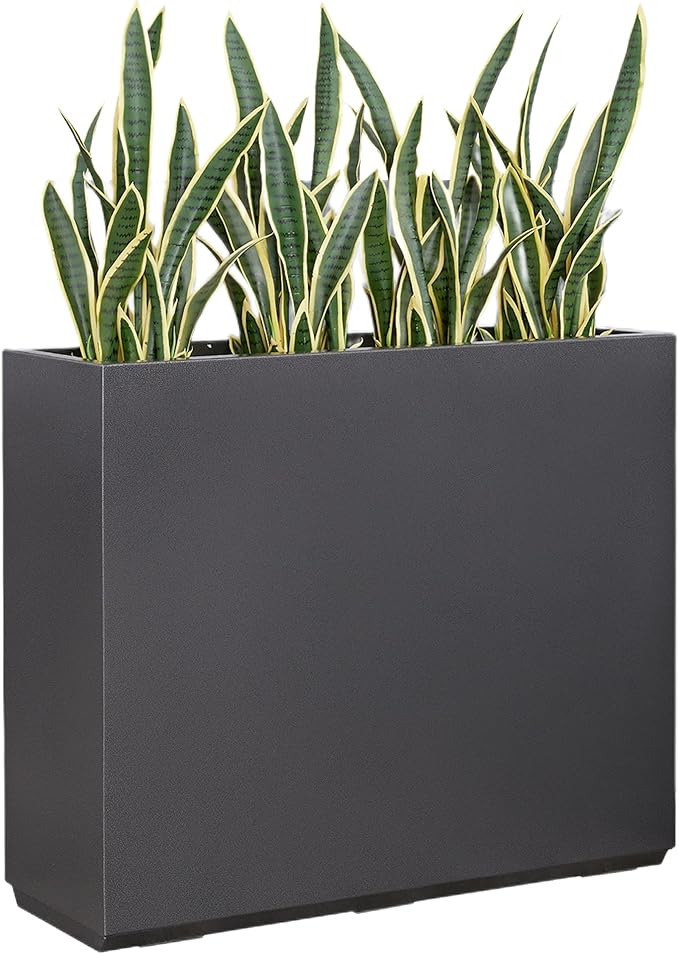 Wallowa Metallic Heavy Planter for Outdoor Plants, 38Lx10Wx30H Inches Tall and Long Metal Divider Planter Box for Outside & Indoor, No Assembly Required (Gray)