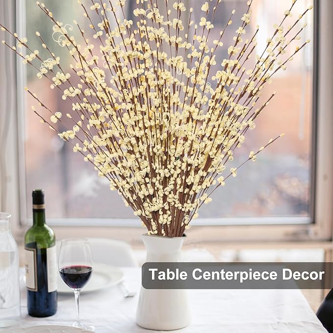 10 Pcs 29.5" Long Jasmine Artificial Flowers Yellow Flowers Long Stem Artificial Stem for Tall Vase Home Office DIY Floral Plant Wedding Dried Fall Flower Party Vase Decoration (Macaron Yellow)