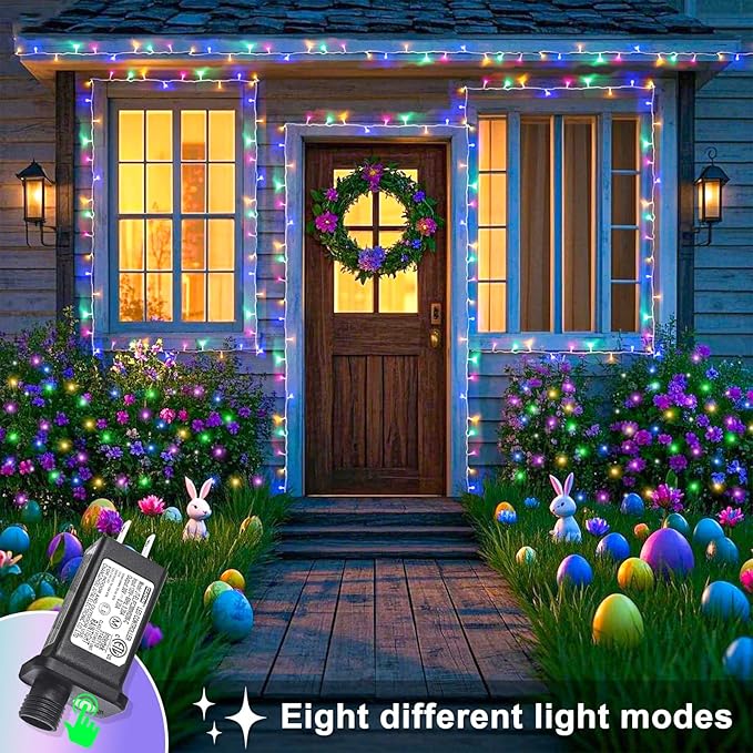 800 LED Easter String Lights 8 Modes Clear Wire 262ft String Lights Outdoor Waterproof, Plug in Twinkle Fairy Light for Bedroom Wedding Party Christmas Tree Decorations