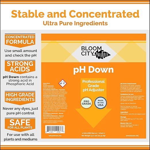 Bloom City Professional pH Down Liquid Fertilizer, 1/2 Pint (8 oz)
