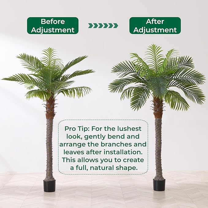 FloraFairy 6FT Artificial Coconut Palm, Faux Coconut Silk Palm Tree, Tropical Fake Trees for Indoor Outdoor, Large Sago Palm Plant for Home Office Garden Patio Poolside, 1 Pack