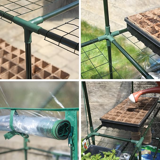 Miracle-GRO 4'8" x 4'8" x 6'5" All-Season Small Walk-in Greenhouse with 8 Wire Shelves for Outdoors, Easy-Access and Durable, Translucent