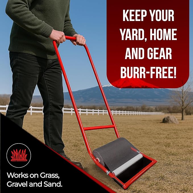 Original Remover Yard Tool Wide for Easy Yard Cleanup - Push Model 1.0 Burr & Sticker Removal - Effortless Goat Head Roller and Picker - Made in USA (12" Classic)