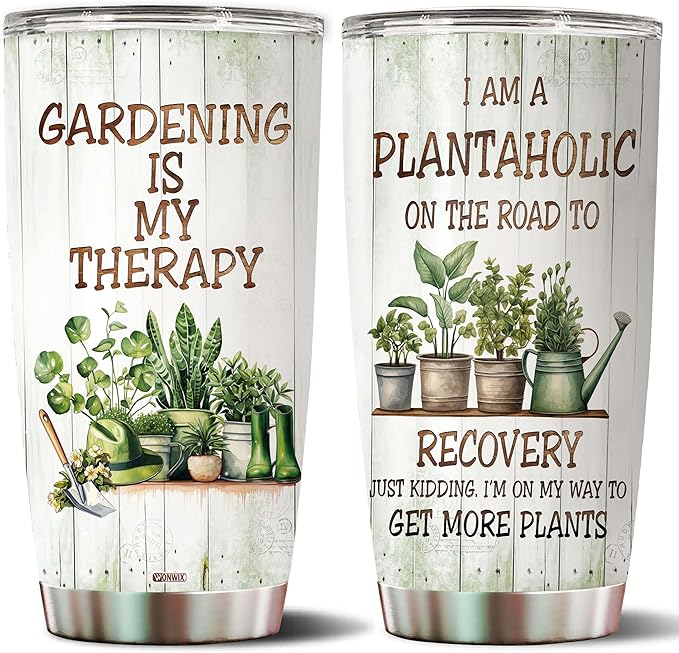 WONWIX Gardening Gifts for Women Mom Wife Grandmother Funny Gardening Travel Mug Coffee Cup Gift for Garden Lover Plant Lady Gardener Tumblers 20oz Stainless Steel Christmas Birthday