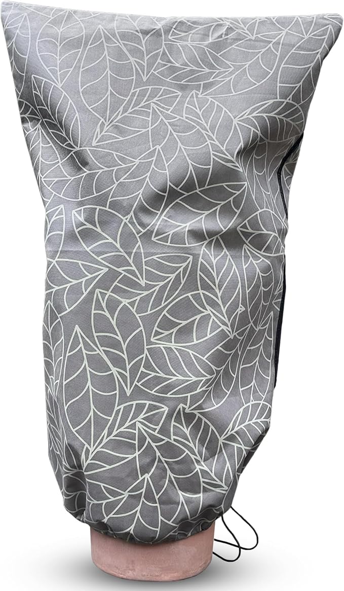 Plant Covers Freeze Protection 32"x47" in 4 Pack | Brown Winter Frost Blankets for Outdoor Plants | Reusable Garden Cover Bags with Zipper Drawstring | Cold Weather Shrub Protection Cloth