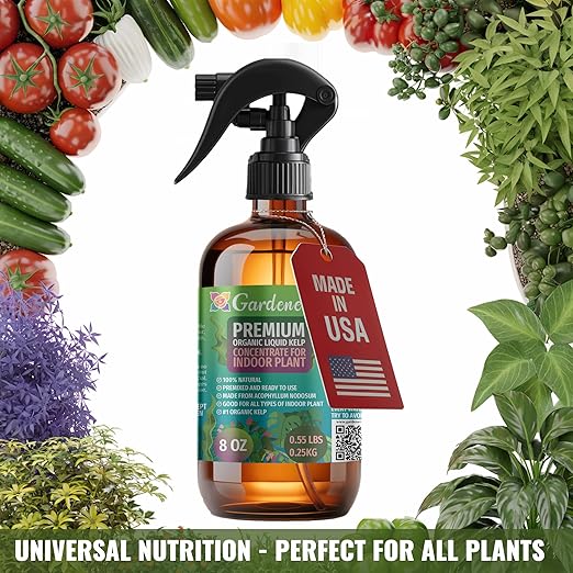 GARDENERA Professional Organic Liquid Kelp Spray for Tomato Plants - 8 oz - Ready-to-Use Fully Organic Seaweed & Kelp Fertilizer Mist