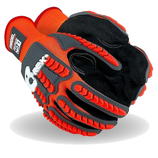 MAGID T-REX Flex Series Impact Gloves with Knuckle & Finger Protection, ANSI A1 Cut Resistant, Size 12/XXXL, NitriX Grip Work Gloves, 12 Pairs, TRX400