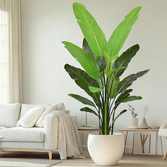 Bird of Paradise Plant Artificial 6FT - Tall Faux Plants Indoor with 13 Lifelike Leaves Trunks, 72" Large Fake Tropical Floor Plant for Home Office Living Room Bedroom Indoor Decor