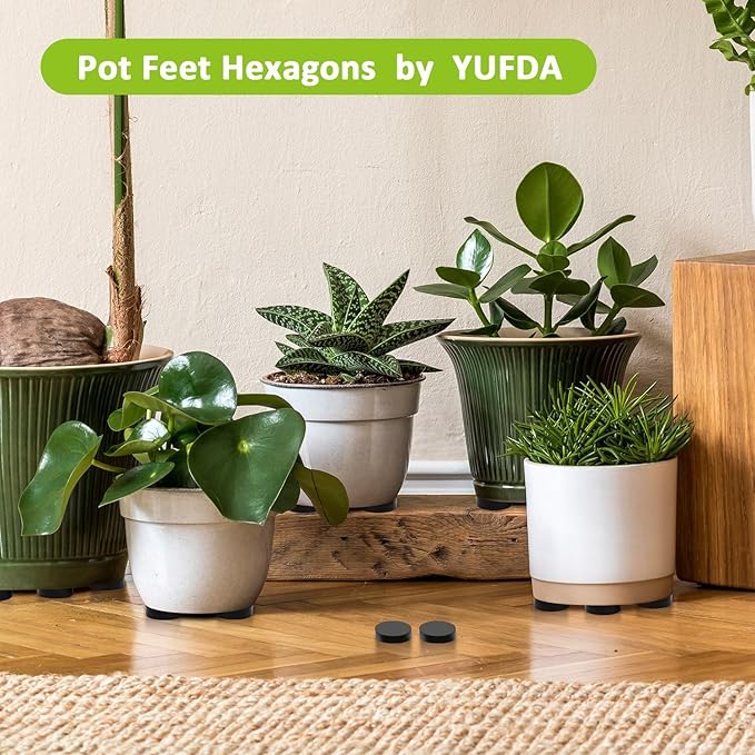 12 Pack Invisible Pot Feet with Enhanced Non-Slip Surface Grip Plant Pots and Flowers, Solid Rubber Pots Risers, Pot Lifters for Indoor or Outdoor Planters