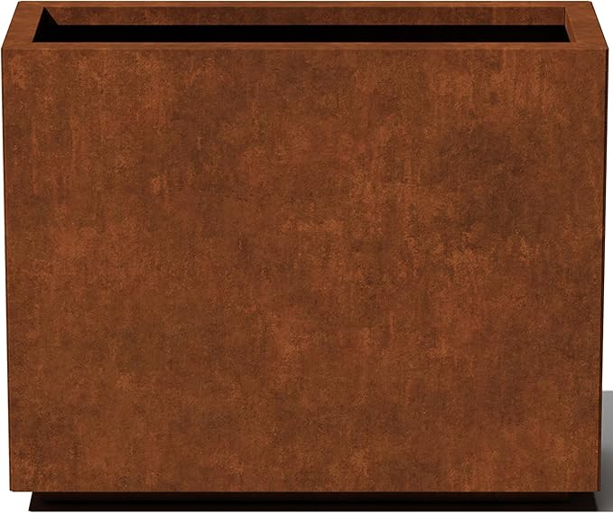 Veradek Corten Steel Series Span Planter - Tall Rectangular Metal Planter for Outdoor Porch/Patio | Naturally Rusting Steel for All-Weather Use | Modern Rustic Décor for Tall Plants, Flowers, Trees