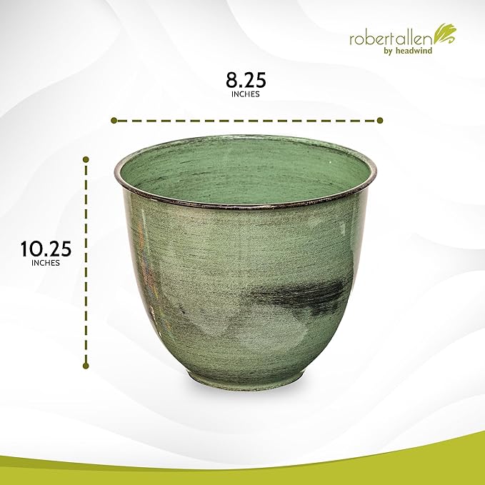 Headwind Glazed Ironstone Hamilton Collection Decorative Plant Pot – 10" Evergreen Pot – Lightweight & Durable with Drainage Flower Pots for Indoor Plants & Outdoor Planter Use by Robert Allen