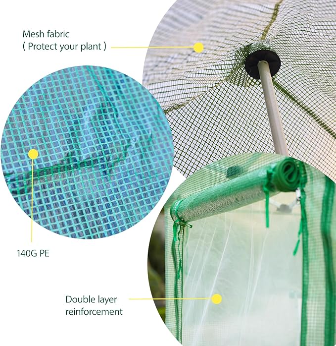 47”x 69”x 104”Walk in Instant Pop-up Greenhouse,Indoor Outdoor Gardening Green House, Roll-Up Zipper Doors and Side Windows Mesh Windows, Thickened PE Cover & Heavy Duty Steel Frame, Green