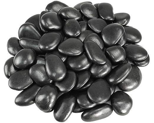 GreenVibe Large River Rocks for Landscaping, 40lbs Black Pebbles for Indoor Plants, 2-3 Inch Decorative Rocks for Planters, High Polished Stones for Vase Filler Fish Tank Garden