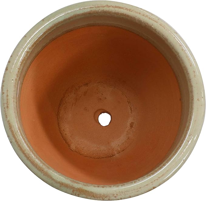 Sunnydaze Round Ceramic Planter - Set of 2 Indoor or Outdoor Plant Pots with Drainage Hole - Chalet - 12" - Seafoam Glaze