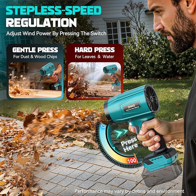 800,000RPM Cordless Leaf Blower Compatible with Makita 18V (Tool Only), Brushless Motor, Adjustable Speed, Lightweight Portable Electric Blower for Car, Patio, Garden (Without Battery)