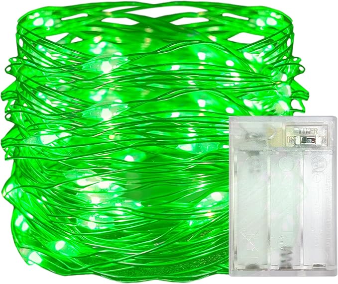 with Timer Function Battery Operated Dewdrop Led Lights,Mini Fairy Lights for Home Parties Christmas/Halloween Holiday Decoration,6 Hours on/18 Hours Off,30 LEDs,10 Feet (Green, 1)