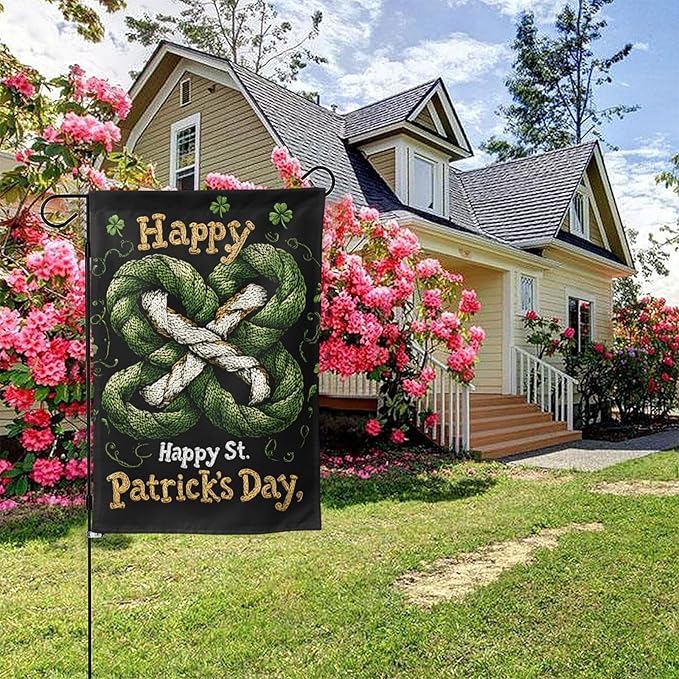 Rope Style Clover Garden Flag 12x18 Inch Double Sided All-Weather Polyester Outdoor Flag For Patio Lawn Yard And Garden Welcome Decor