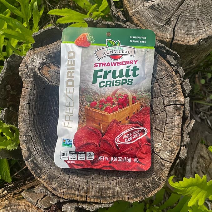 Brothers All Natural Freeze Dried Fruit Crisps, Strawberry, 0.26 Oz (Pack of 24), Made with 100% Fruit, Gluten Free, Soy Free, Vegan, Healthy Snack, Lunch Box Ready