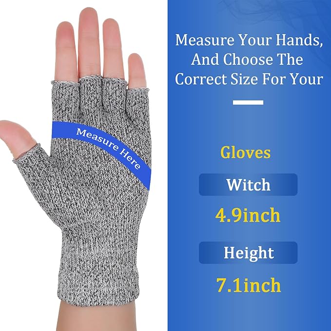 Geyoga 2 Pair Cut Resistant Half Finger Protection Gloves for Home Use (Grey)