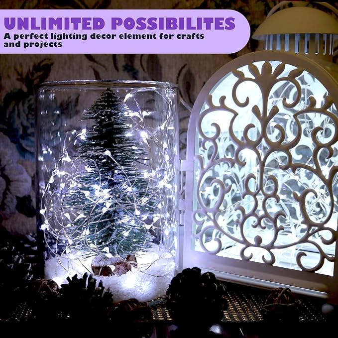 OakHaomie 6 Pack Fairy Lights Battery Operated No Remote LED Starry String Lights 30 Micro Starry LEDs on 10ft Copper Wire Light for DIY Wedding Centerpiece Table Decorations (Cool White)