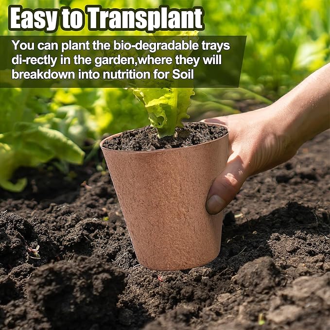 ARGCONNER 4 Inch Peat Pots, 50PCS Biodegradable Plant Starting Pots Round Nursery Pot, Garden Germination Nursery Pot Bonus 20 Plant Labels (4 Inch, 50P)
