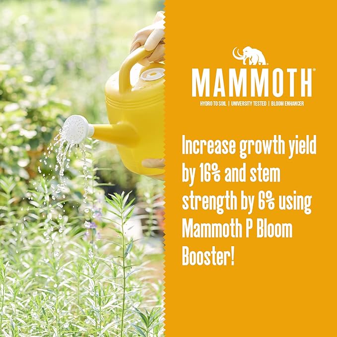 Mammoth Organic Bloom Booster | Mammoth P Organic Fertilizer Microbial Inoculant | 16% Proven Increase in Yield | University Developed and Growers Approved (250 ml)