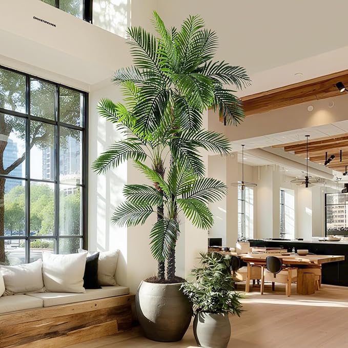Erimda 9.1FT Artificial Phoenix Palm Tree Artificial Plants Indoor Outdoor Large Faux Coconut Silk Palm Tree Tropical Fake Tree Faux Sago Palm Plant for Modern Farmhouse Yard Outside Patio Poolside
